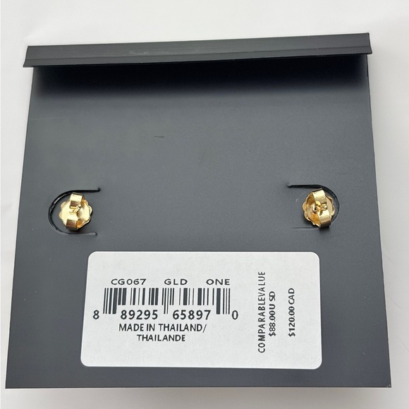 Coach Earrings Gold toned Heart Huggiewith Sparkling Crystal - Picture 2 of 4